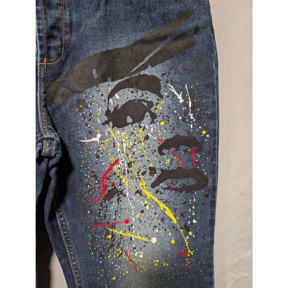 Express Junior's‎ Dark Wash Jeans Artist Paint Splatter Graffiti Size 11/12 - Picture 4 of 10